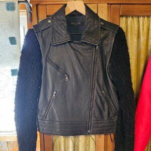 Rag & Bone Leather Biker Jacket (Good Condition with Signs of Wear)